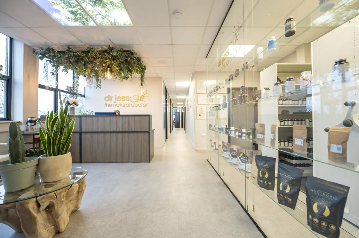 Reception and corridor of the Dr Jess clinic in Poynton